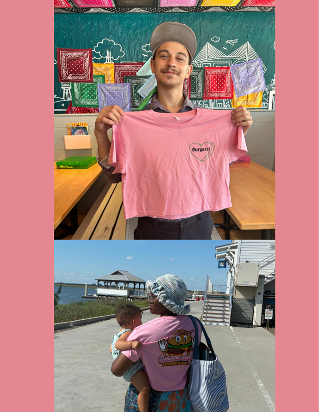 Cropped Pink Burger Heart T-Shirt (Med).